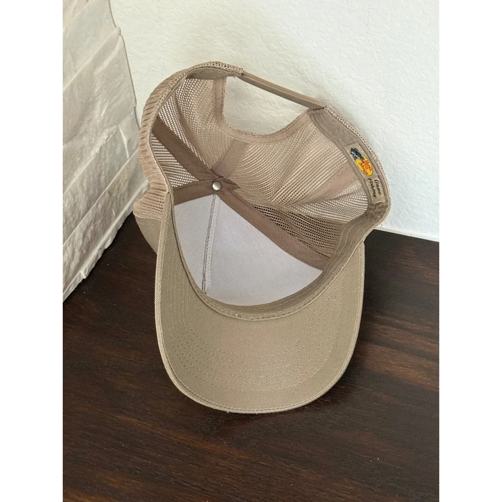 Bass Pro Shops Mesh Trucker Hat Tan Khaki Snapback Fishing Cap OSFM